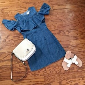 Miss Selfridge Denim Piete Cold Shoulder Dress